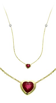 14 Karat Yellow Gold Ruby And Diamond Necklace Measuring 17"