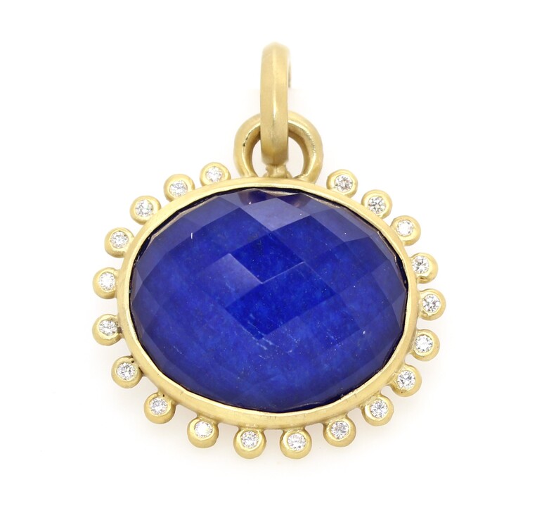 Mazza 14 Karat Yellow Gold Lapis Pendant