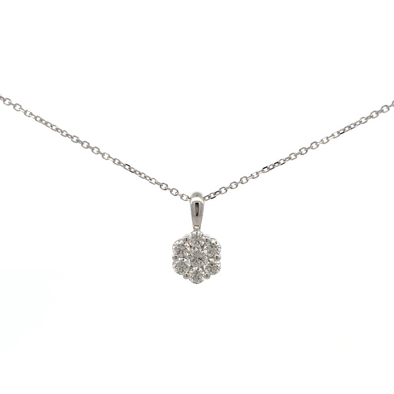 Round Diamond Cluster Pendant Necklace Round Diamond Cluster Pendant Necklace