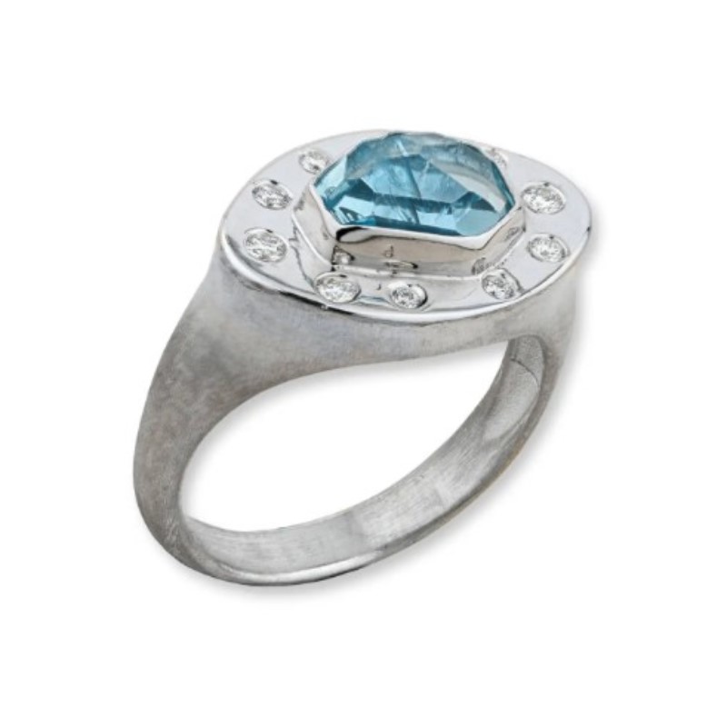 Lika Behar Penelope Aquamarine Ring With Diamonds