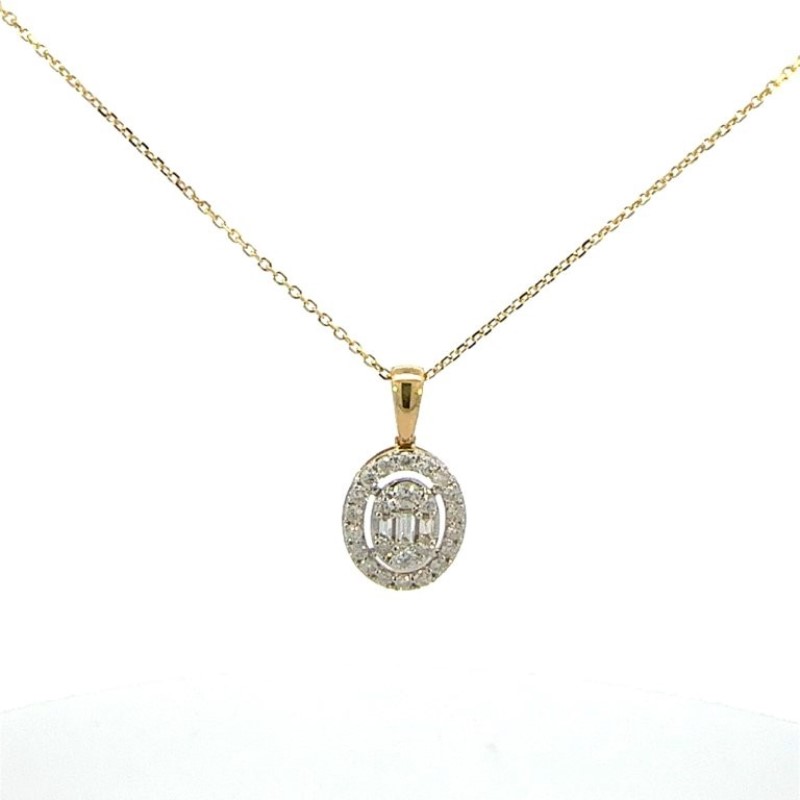 Oval Diamond Cluster Pendant Necklace