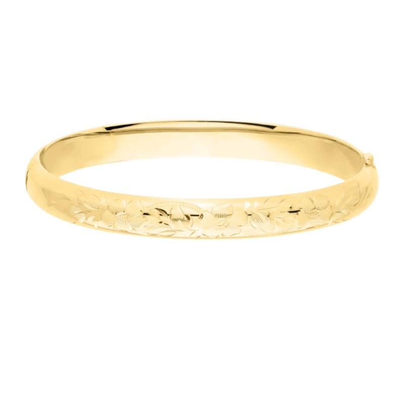 Hand Engraved Gold Filled Floral Bangle