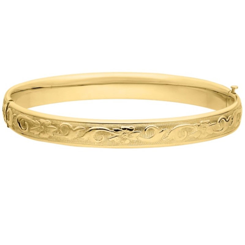 Embossed Gold Filled Bangle Bracelet