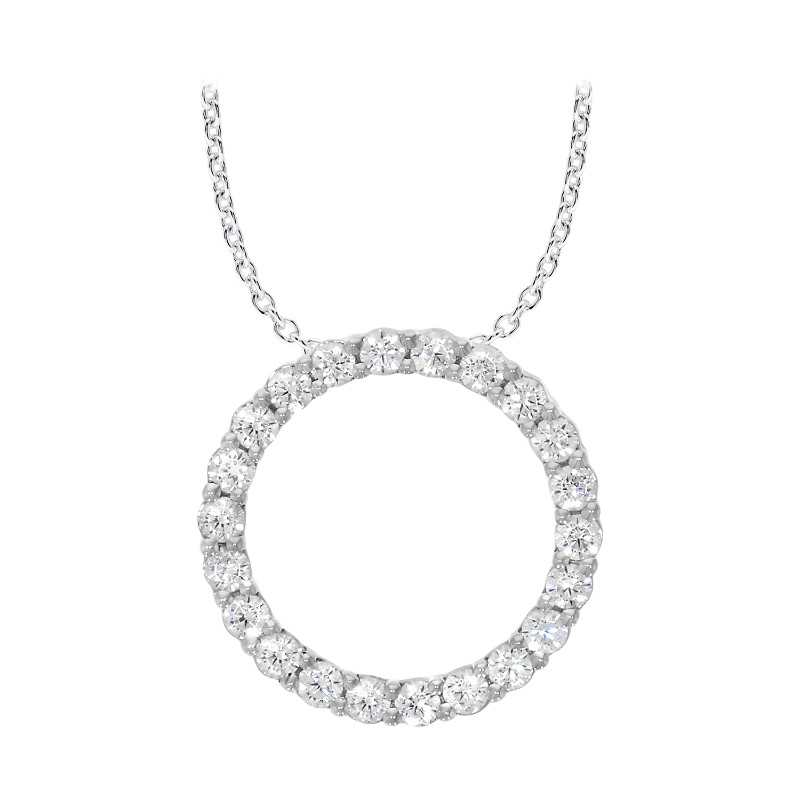 14 Karat White Gold Cut-Out Circle Diamond "Circle Of Life" Necklace .50 Carat Category