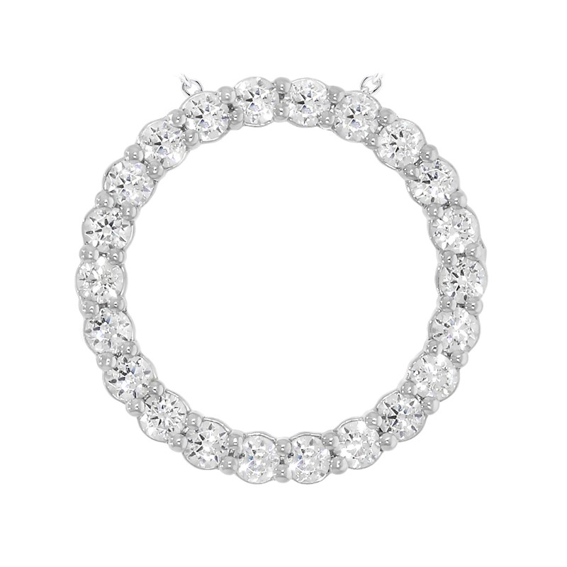 14 Karat White Gold Cut-Out Circle Diamond "Circle Of Life" Necklace