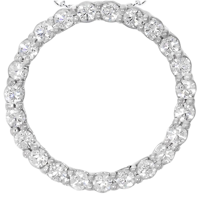 14 Karat White Gold Cut-Out Circle Diamond "Circle Of Life" Necklace 1.0 Carat Category
