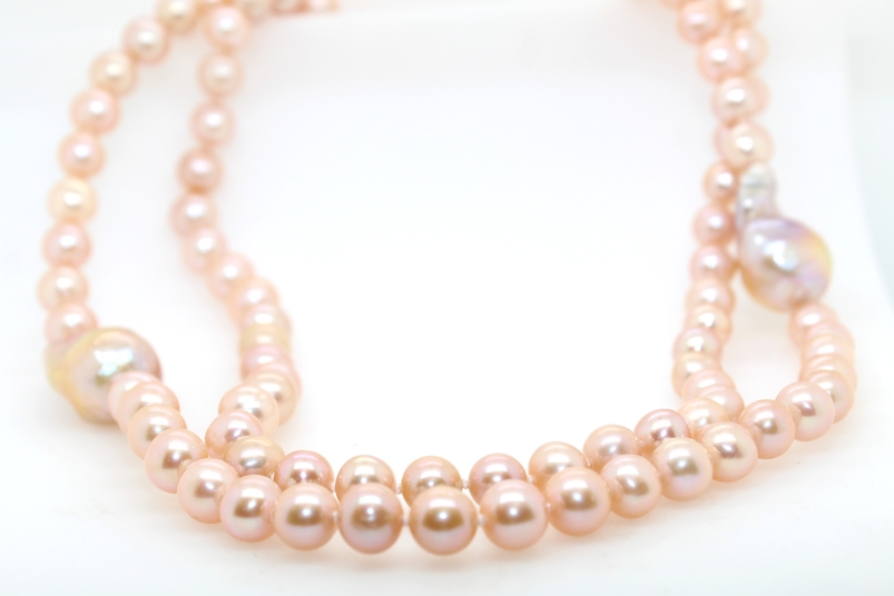 Endless Pink / Peach Freshwater And Baroque Pearl Necklace