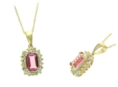 14 Karat Yellow Gold Ruby And Diamond Pendant Necklace
