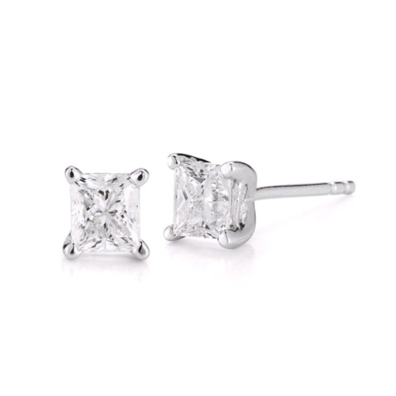 14 Karat White Gold Diamond Solitaire Earrings