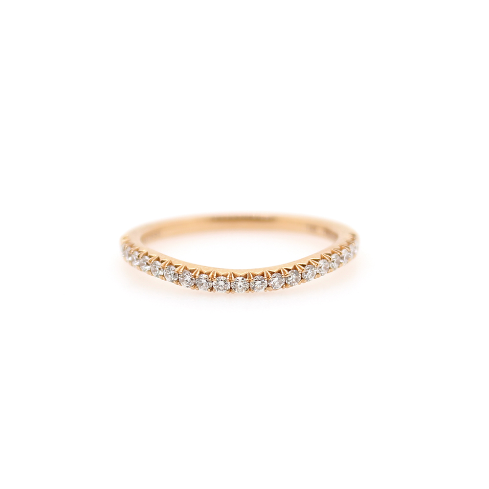 Henri Daussi 14 karat pink gold curved diamond wedding band