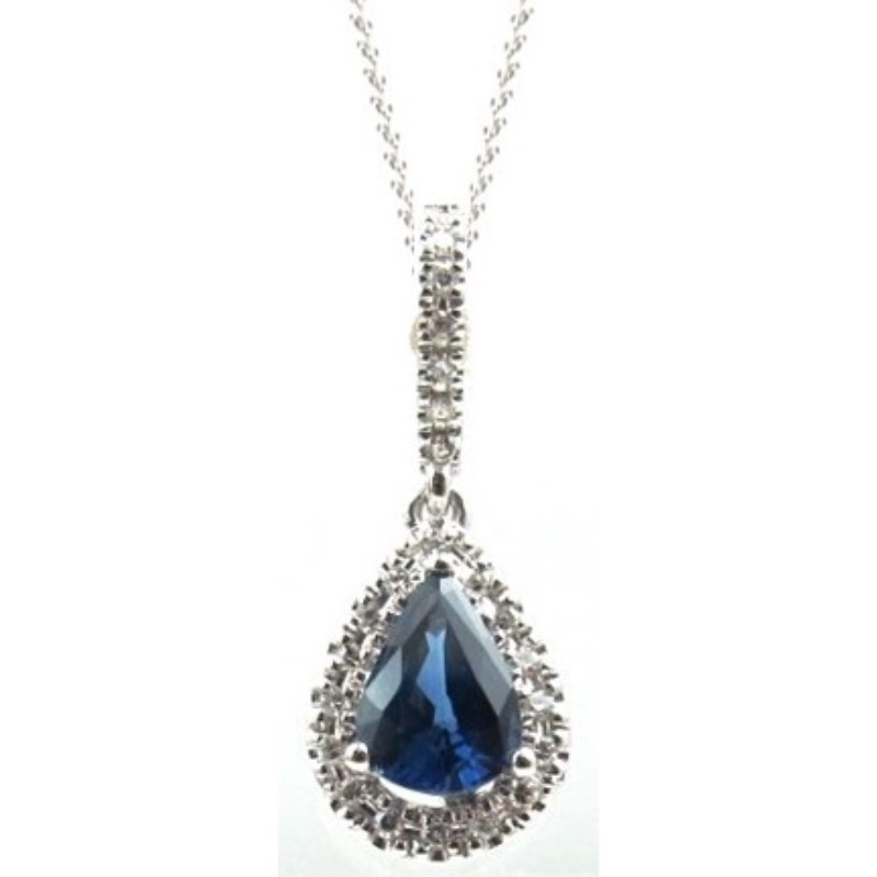 Blue Sapphire And Diamond Pendant Necklace