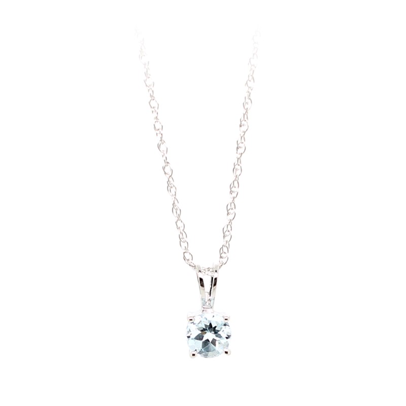 14 Karat White Gold Aquamarine Pendant On A 14 Karat White Gold Twisted Rope Chain Measuring 18