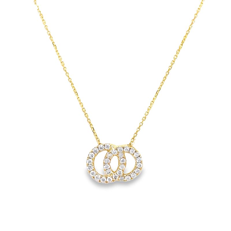 Interlocking Open Circle Diamond Pendant Necklace