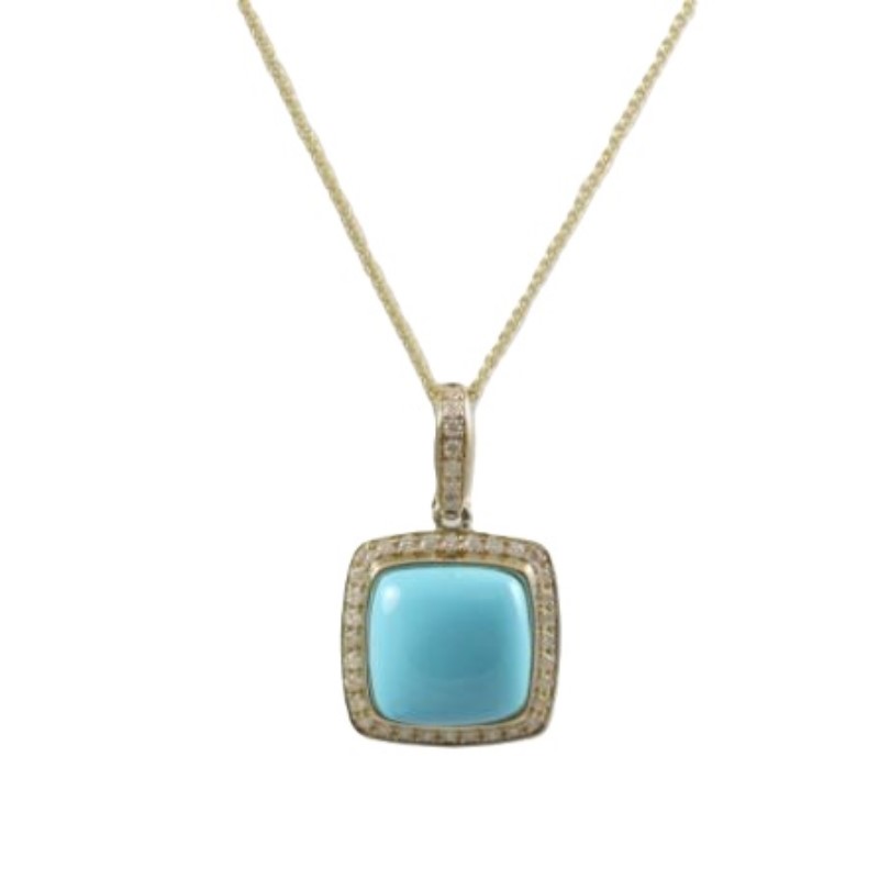 Turquoise And Diamond Pendant Necklace