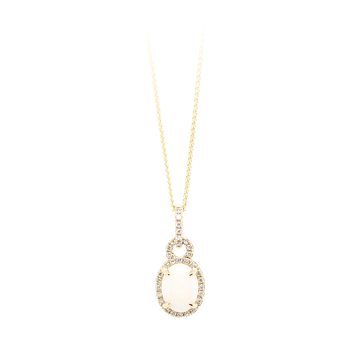 Australian Opal And Diamond Pendant Necklace