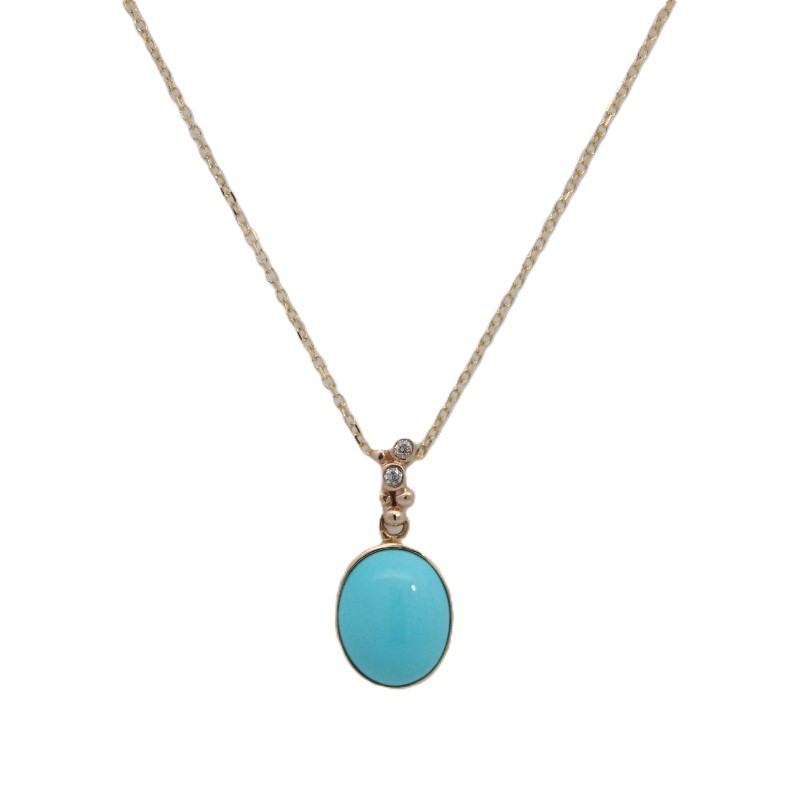 Turquoise And Diamond Pendant Necklace