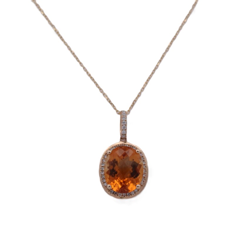 Citrine and Diamond Pendant Necklace