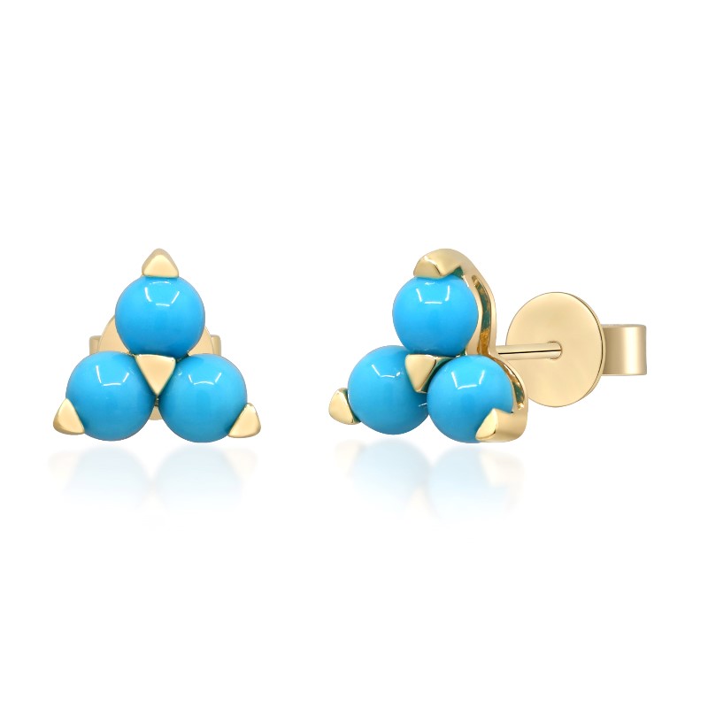 10 Karat Yellow Gold Turquoise Earrings