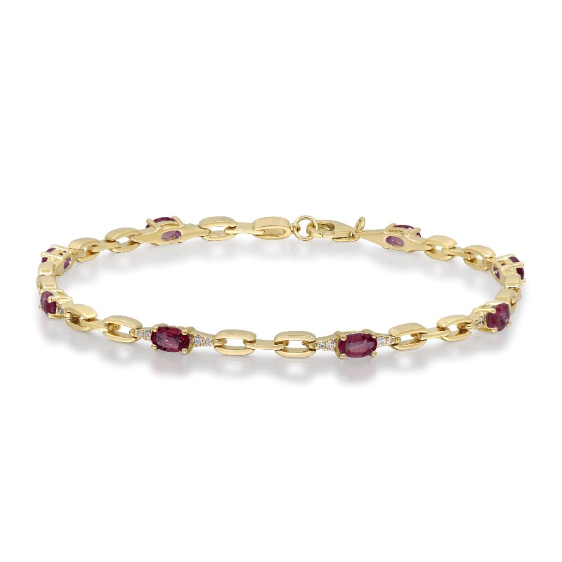 10 Karat Yellow Gold Ruby And Diamond Bracelet