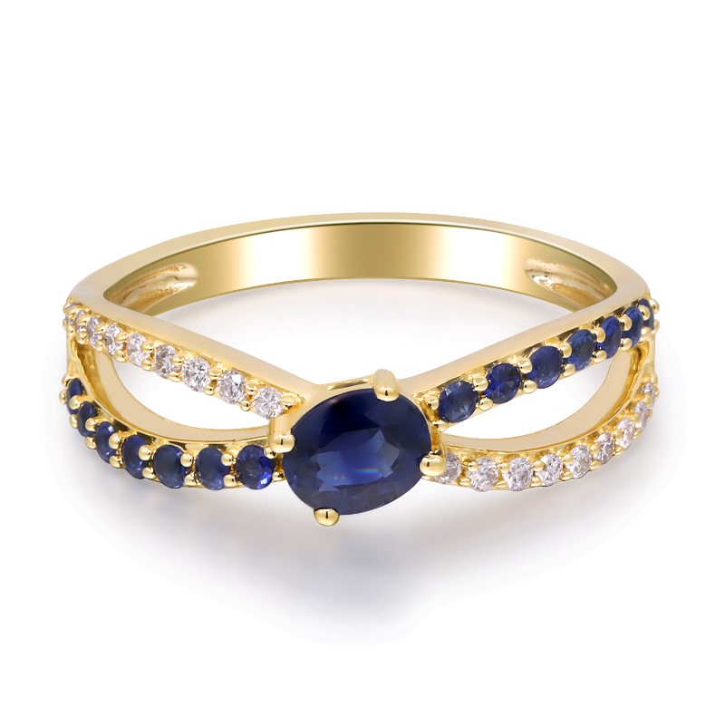 10 Karat Blue Sapphire And Diamond Ring 10 Karat Blue Sapphire And Diamond Ring
