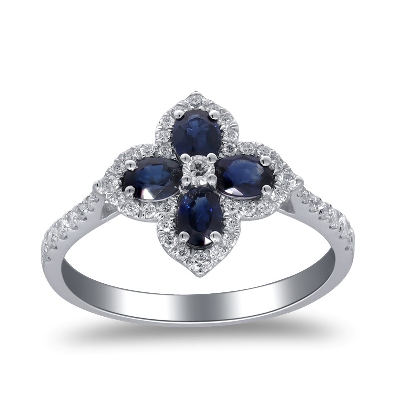 10 Karat White Gold Blue Sapphire And Diamond Ring 10 Karat White Gold Blue Sapphire And Diamond Ring
