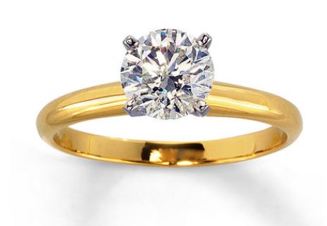 14 Karat Yellow Gold Diamond Solitaire Ring  Having 1 Round Brilliant Cut Diamond Prong Set In Yellow Gold