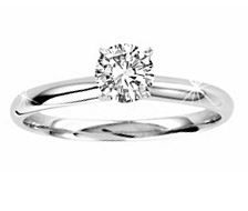 14 Karat White Gold Round Brilliant Cut Diamond Solitaire Ring Weighing .41 Carat  And Graded Si1-F