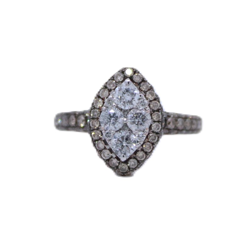 Marquise Shaped Cognac Diamond Cluster Ring