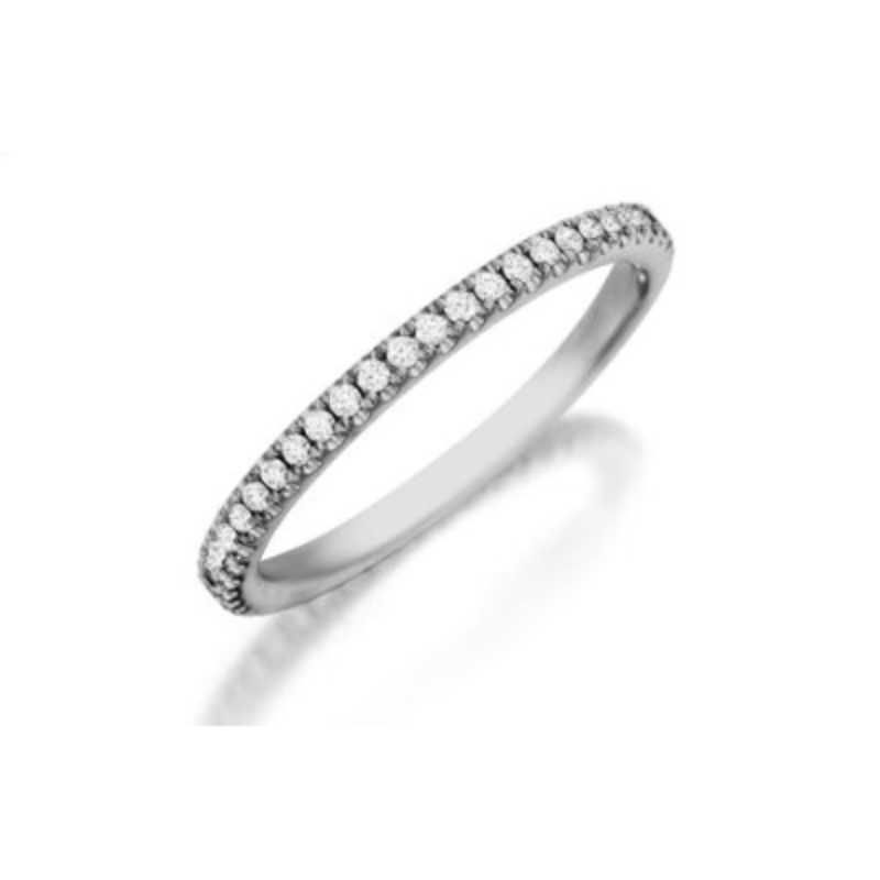 Henri Daussi 14 Karat White Half Way Around Diamond Wedding Band