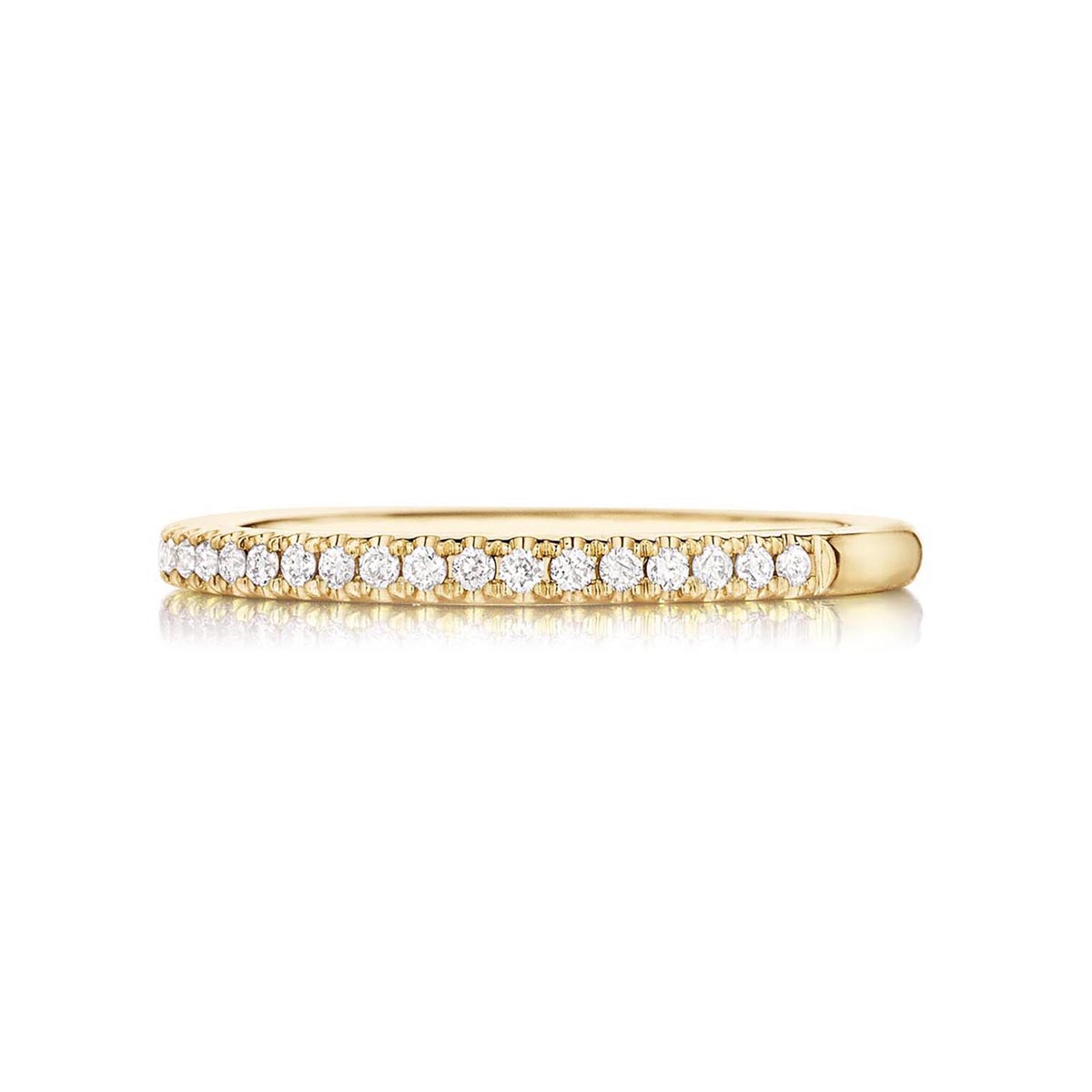 Henri Daussi 18K Yellow Gold Pave Diamond Wedding Band