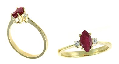 14 Karat Yellow Gold Ruby And Diamond Ring
