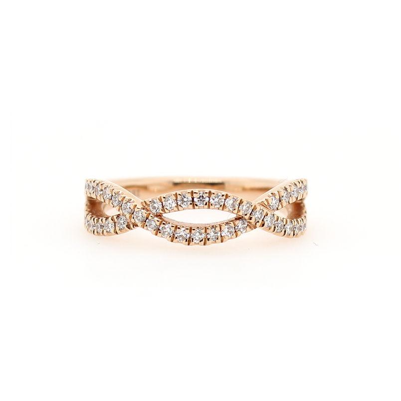 Henri Daussi 14K Rose gold Diamond Wedding Band