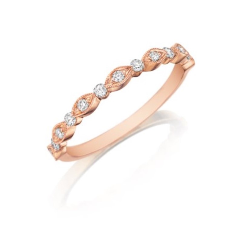 Henri Daussi 18 Karat Rose Gold Diamond Wedding Band