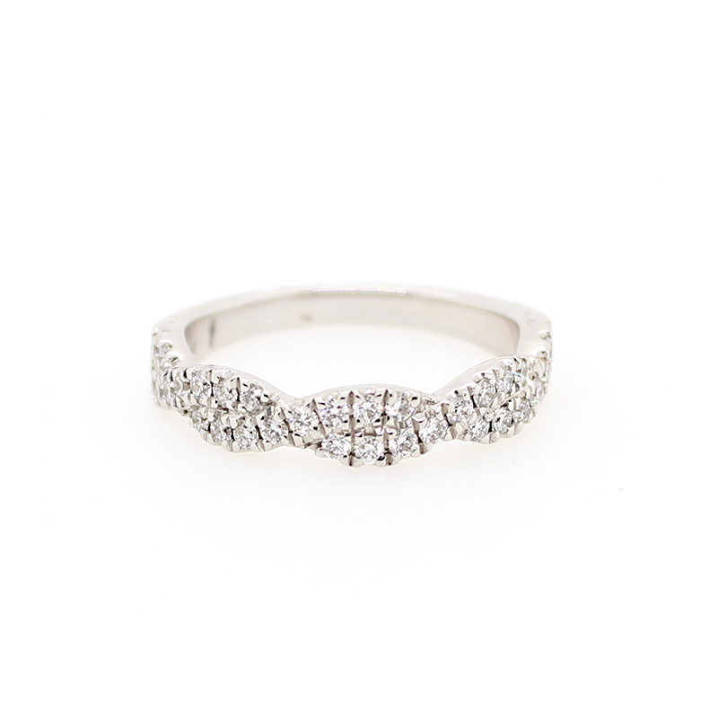 Henri Daussi Twist-Over Pave Diamond Band