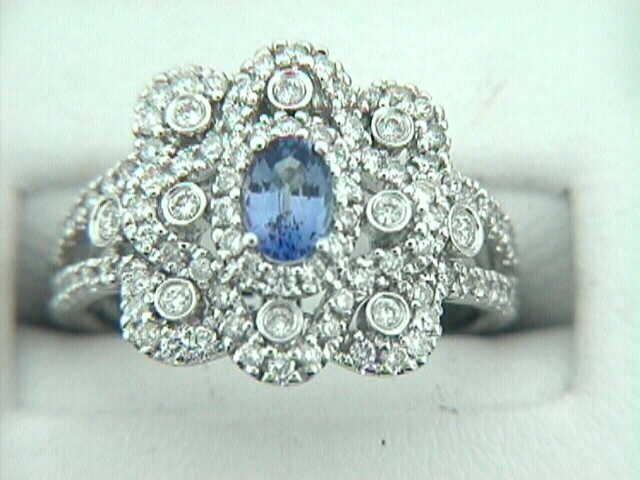 Diamond And Blue Sapphire Ring