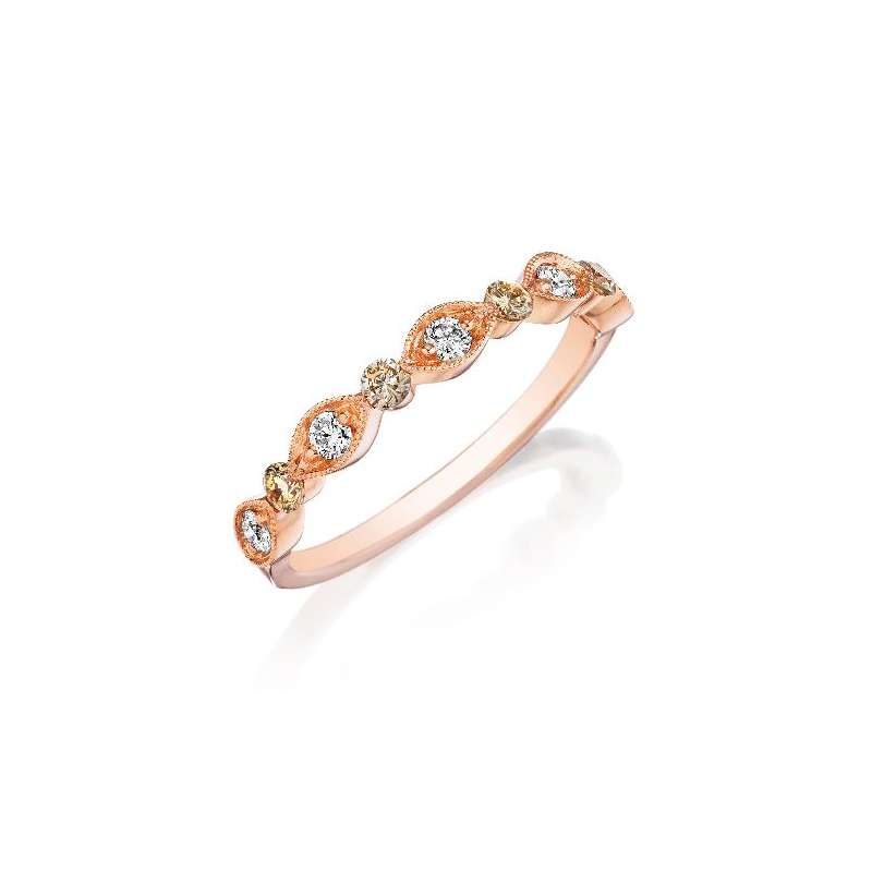 Henri Daussi 14 Karat Rose  Gold  Diamond Wedding Band .30 Carat Vs2- Si1 G-H