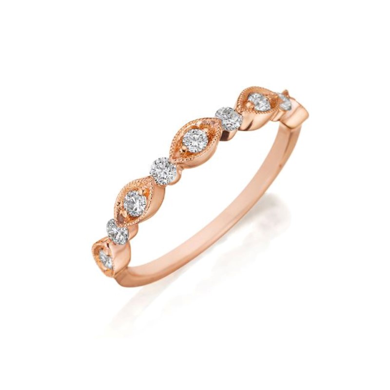 Henri Daussi 18 Karat Rose Gold Diamond Wedding Band