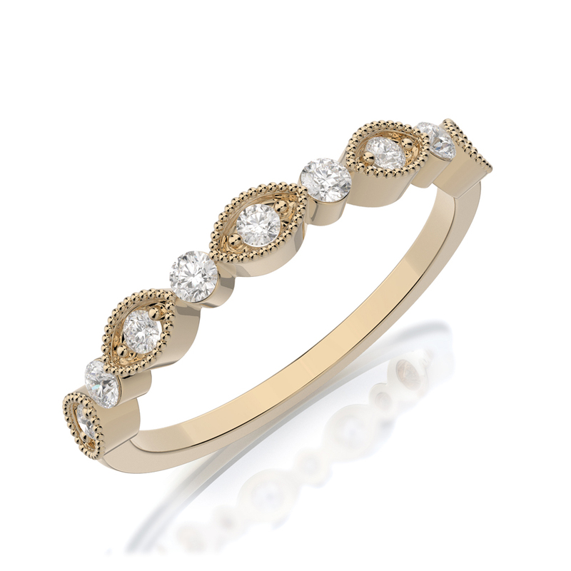 Henri Daussi 18 Karat Yellow Gold Diamond Wedding Band