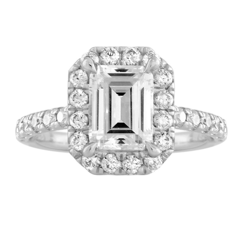 Emerald Cut Diamond Halo Engagement Ring