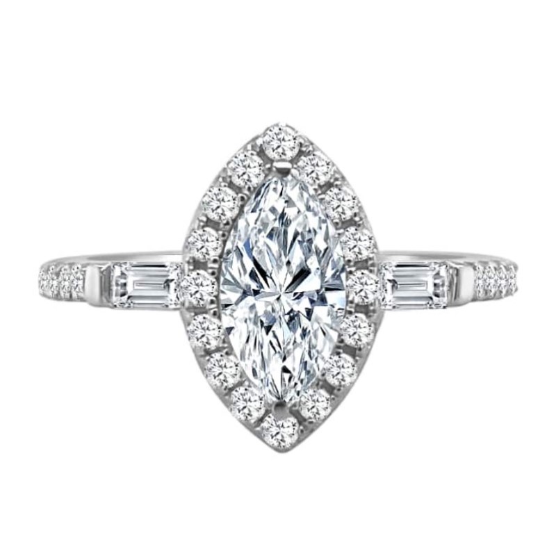 Marquise Cut Diamond Halo Engagement Ring