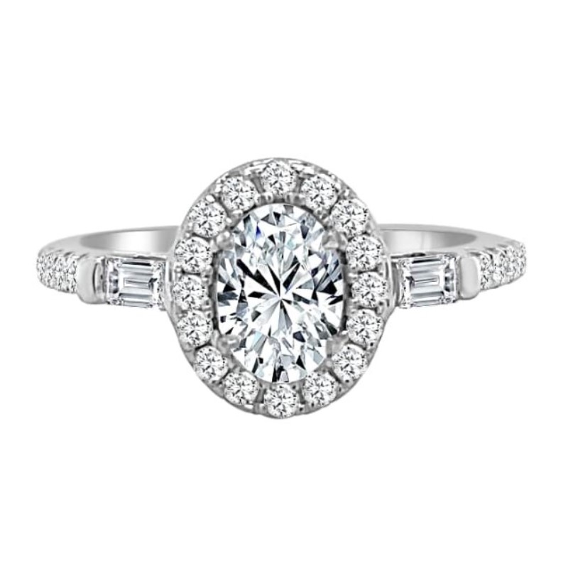 Oval Diamond Halo Engagement Ring