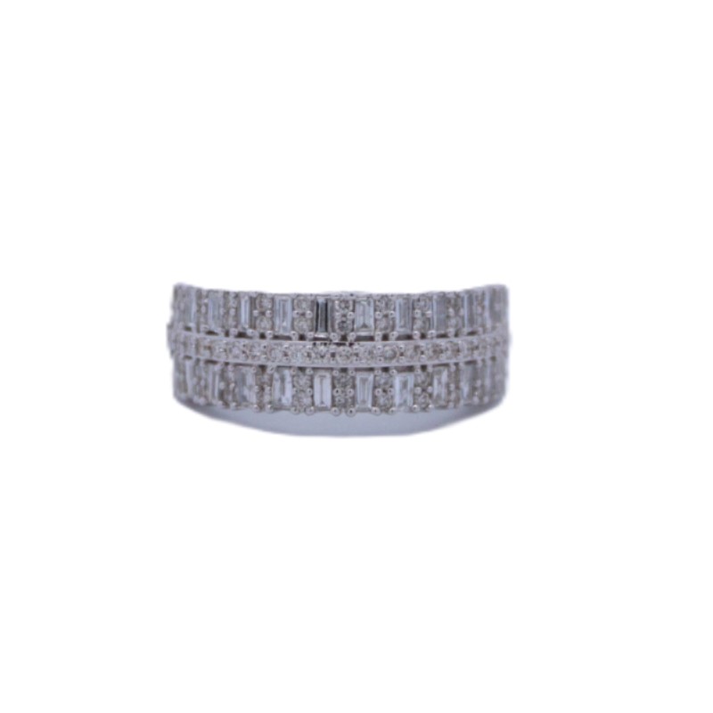 Three Row Wide Diamond Band