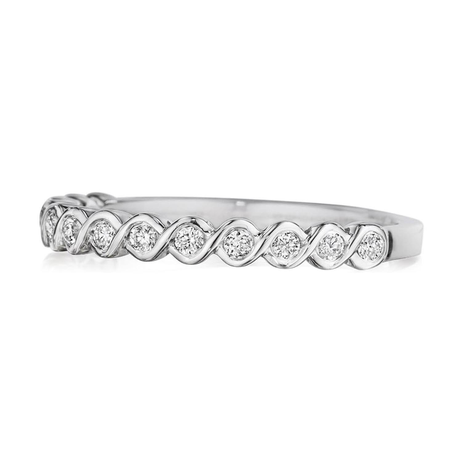 Henri Daussi 14 Karat White Gold Diamond Wedding Band