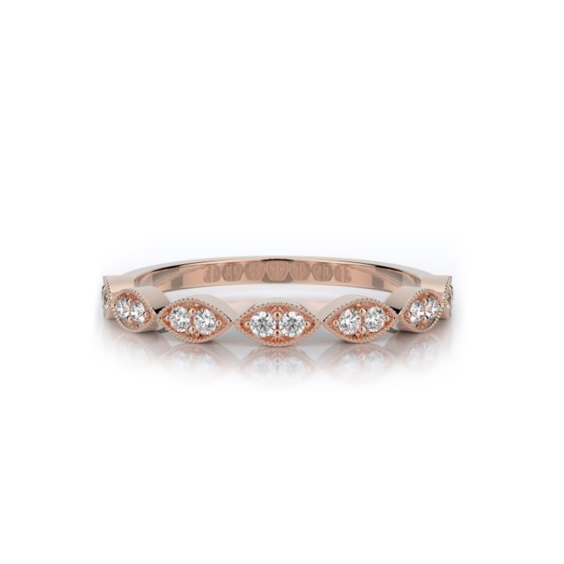 Henri Daussi 14 Karat Rose Gold Diamond Wedding  Band