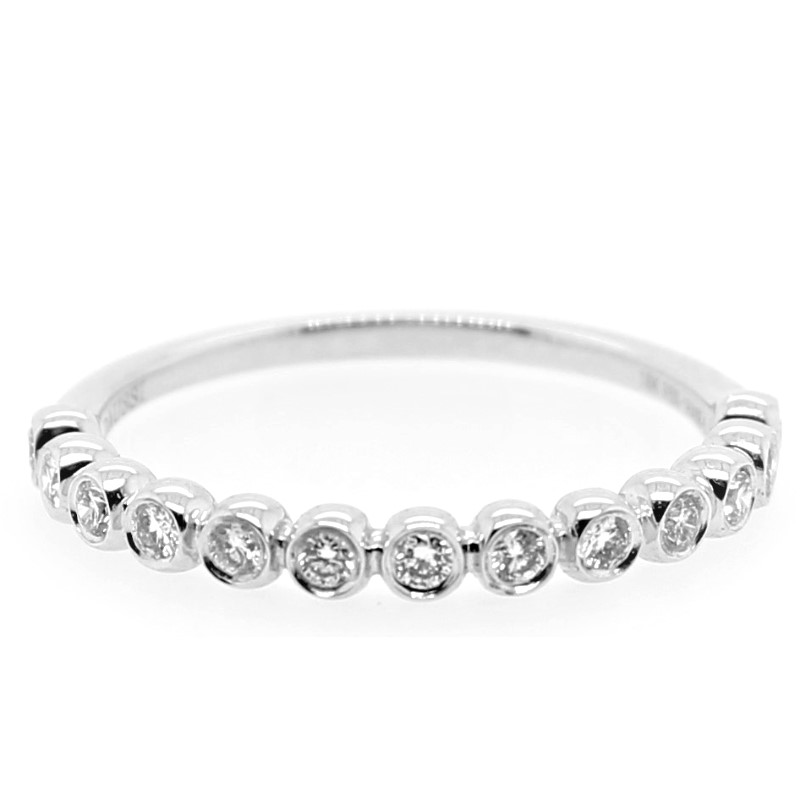 Henri Daussi 14 Karat White Gold Diamond Wedding Band