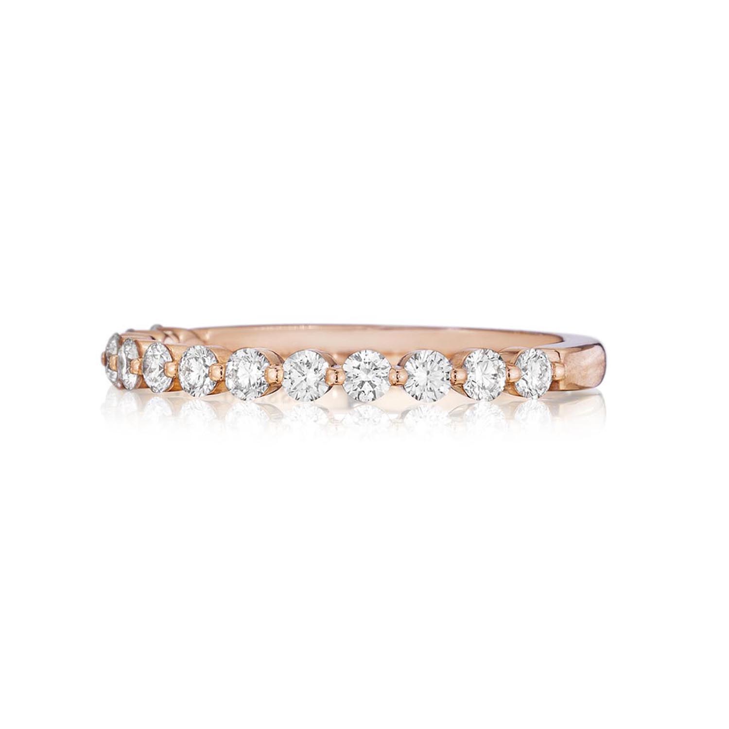 Henri Daussi 14 Karat Rose Gold Diamond Wedding Band