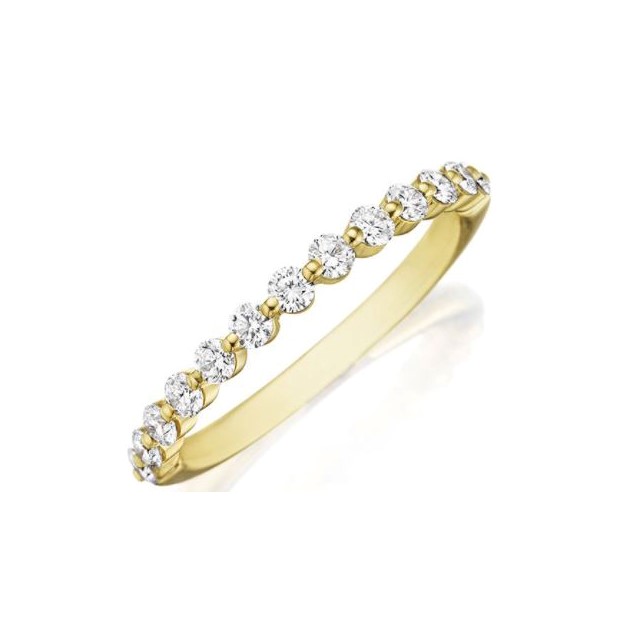 Henri Daussi 14 Karat Yellow Gold Diamond Wedding Band