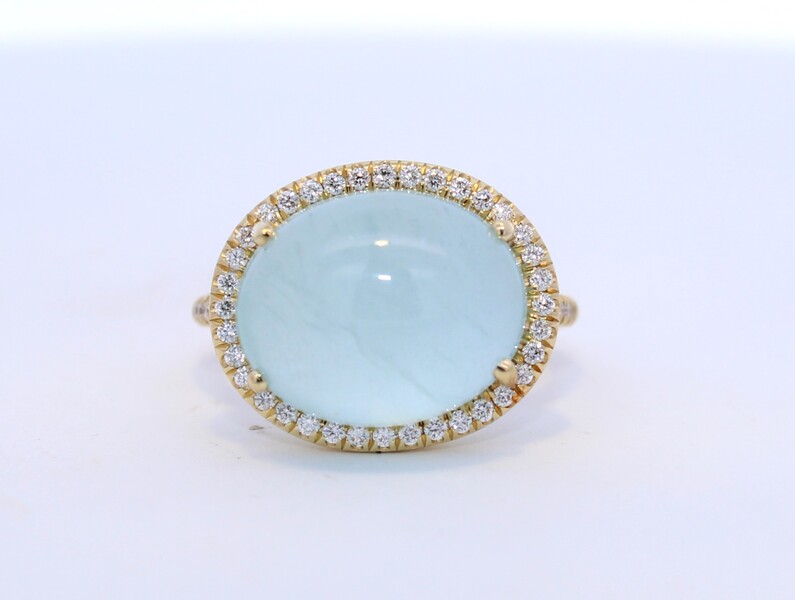 Lauren K 18 Karat Yellow Gold Aquamarine And Diamond Ring From The Mischa Collection