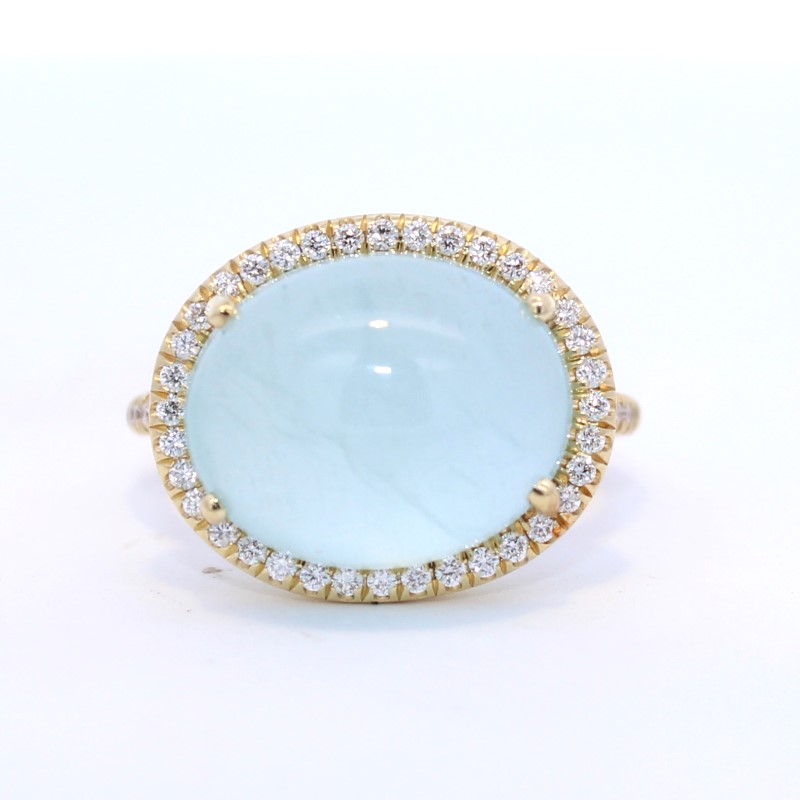 Lauren K 18 Karat Yellow Gold Aquamarine And Diamond Ring From The Mischa Collection