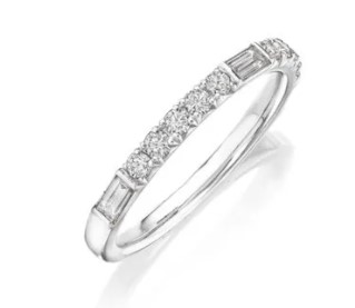 Henri Daussi 18 Karat White Gold Diamond Half Way Around Band